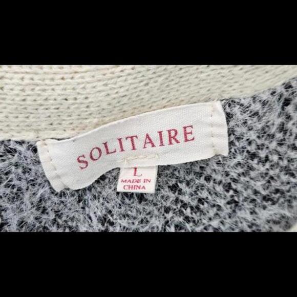 Anthropologie Solitaire Cream Striped Fuzzy Cardigan Size Large - Picture 6 of 8